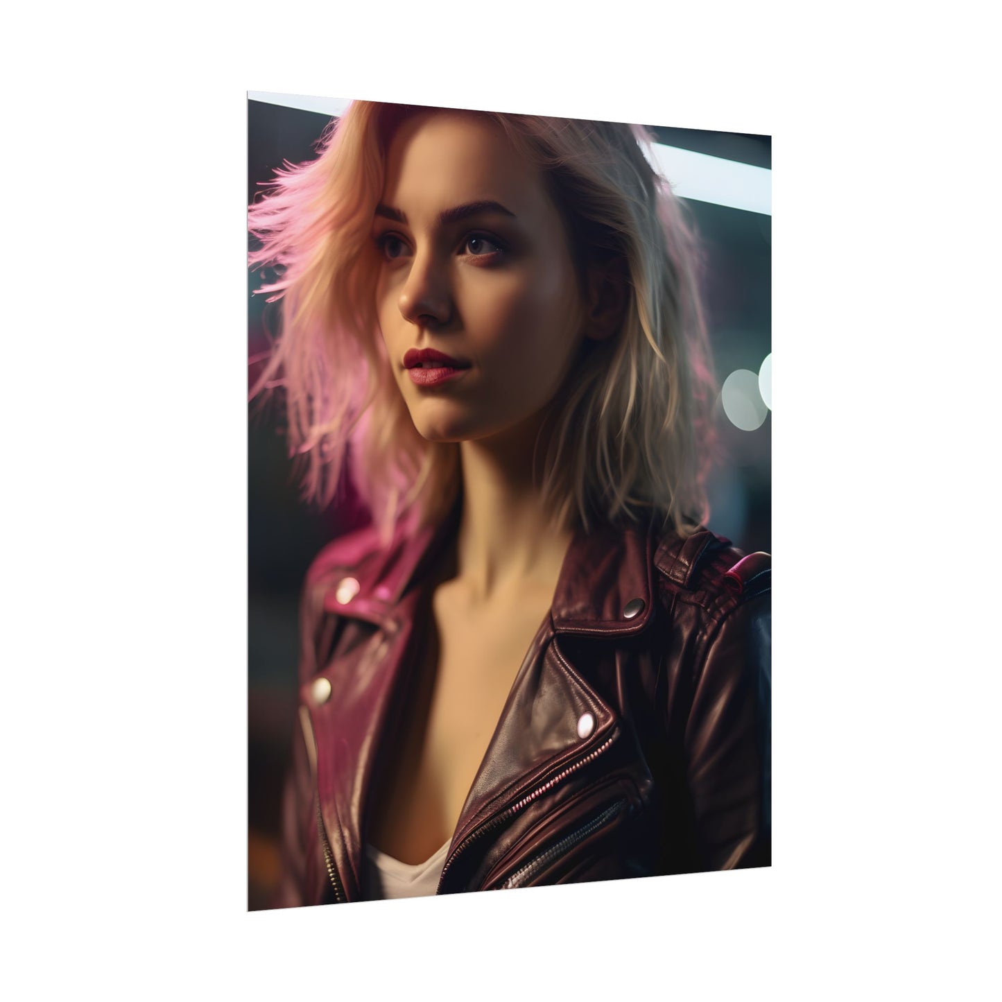 Cyberpunk Teen Close-Up: Digital Artwork - Poster