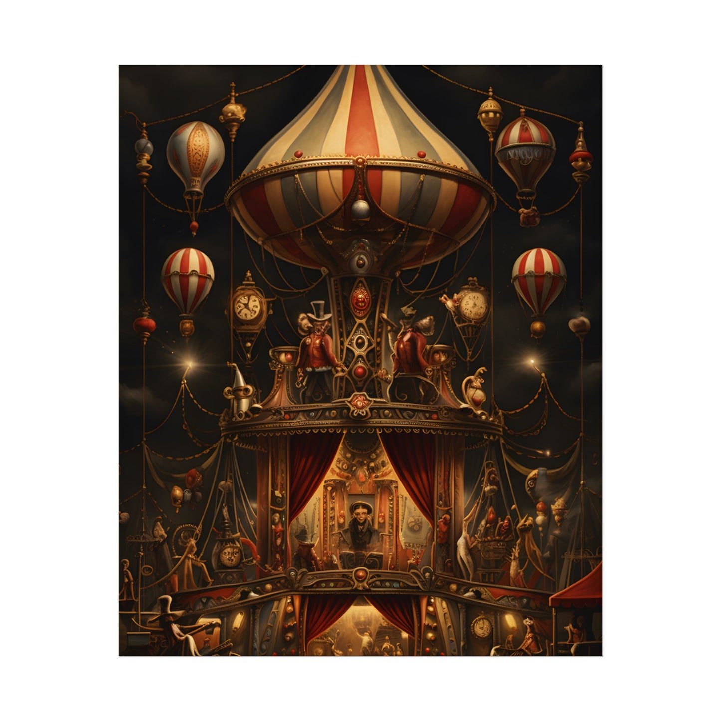 Whimsical Clockwork Circus: A Fantastical Artwork - Poster