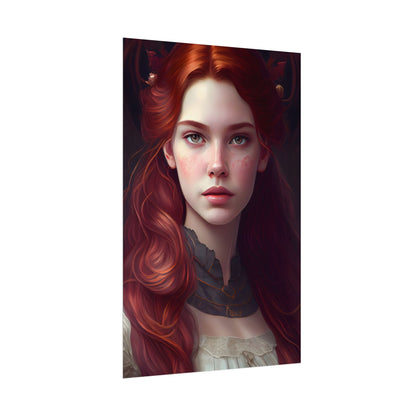 Beautiful Redhead Female Portrait: Classic Timeless Artwork - Poster