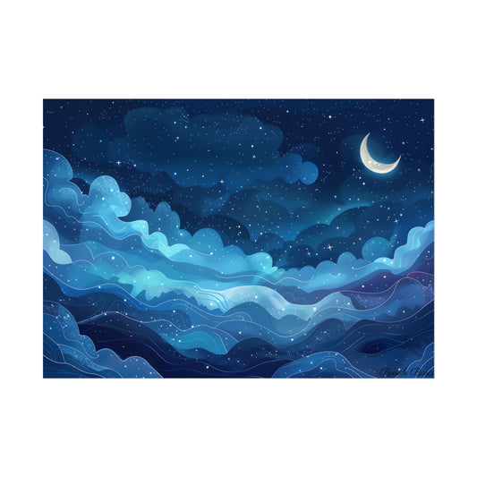 Dreamy Night Sky: Celestial Wonders Unfurl - Poster