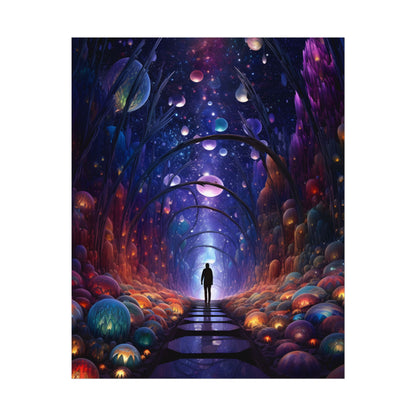 Celestial Art Gallery: Indoor Space with Starry Canvas - Poster