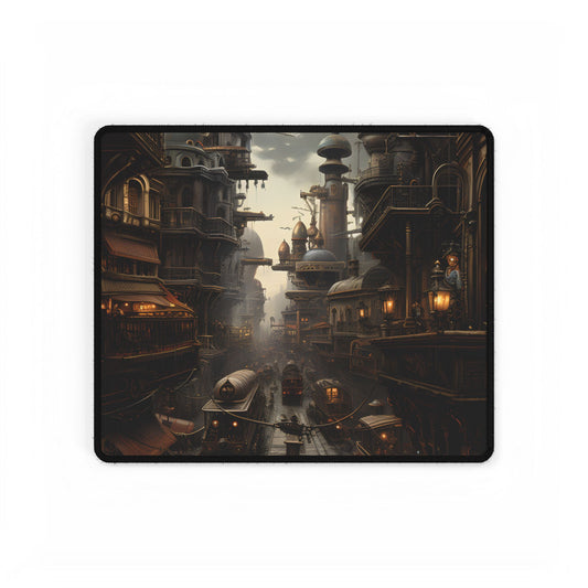 Steampunk Cityscape: Industrial Marvel Artwork - Desk Mat