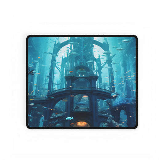 Futuristic Underwater City: Submerged Metropol Artwork - Desk Mat