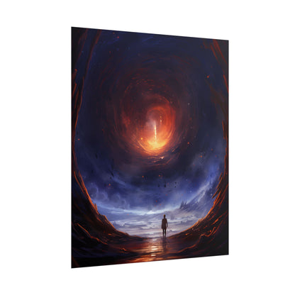 Mysterious Black Hole Cosmos: Space Art with Planetary Orbits - Poster
