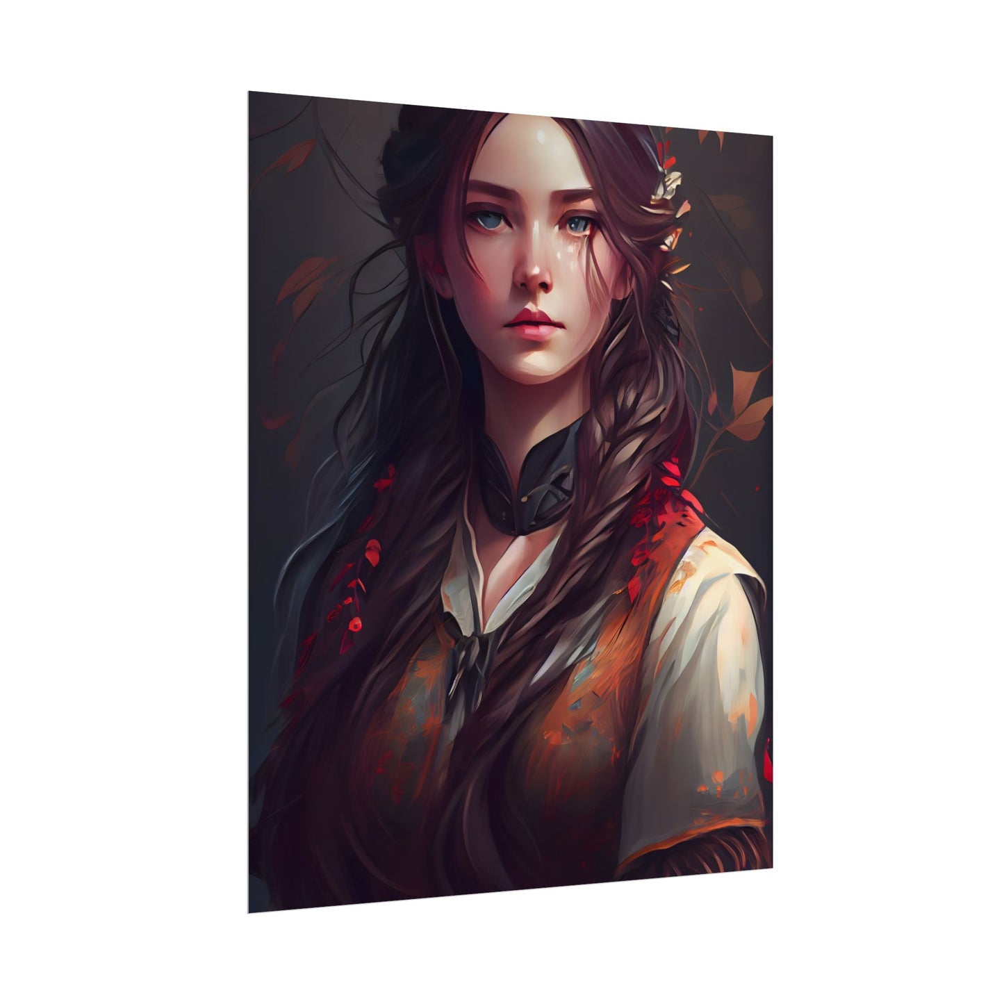 Vibrant Portrait: Brown Hair, Green Eyes Artwork - Poster