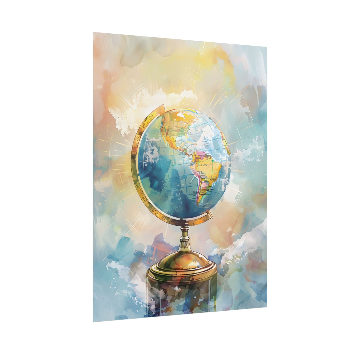Vintage-Style Globe: World Map with Iconic Features - Poster