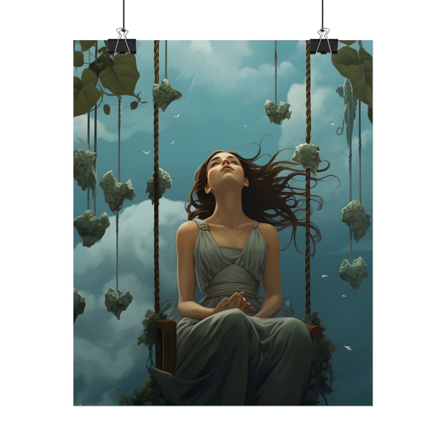 Person at Desk with Laptop: Digital Artwork - Poster