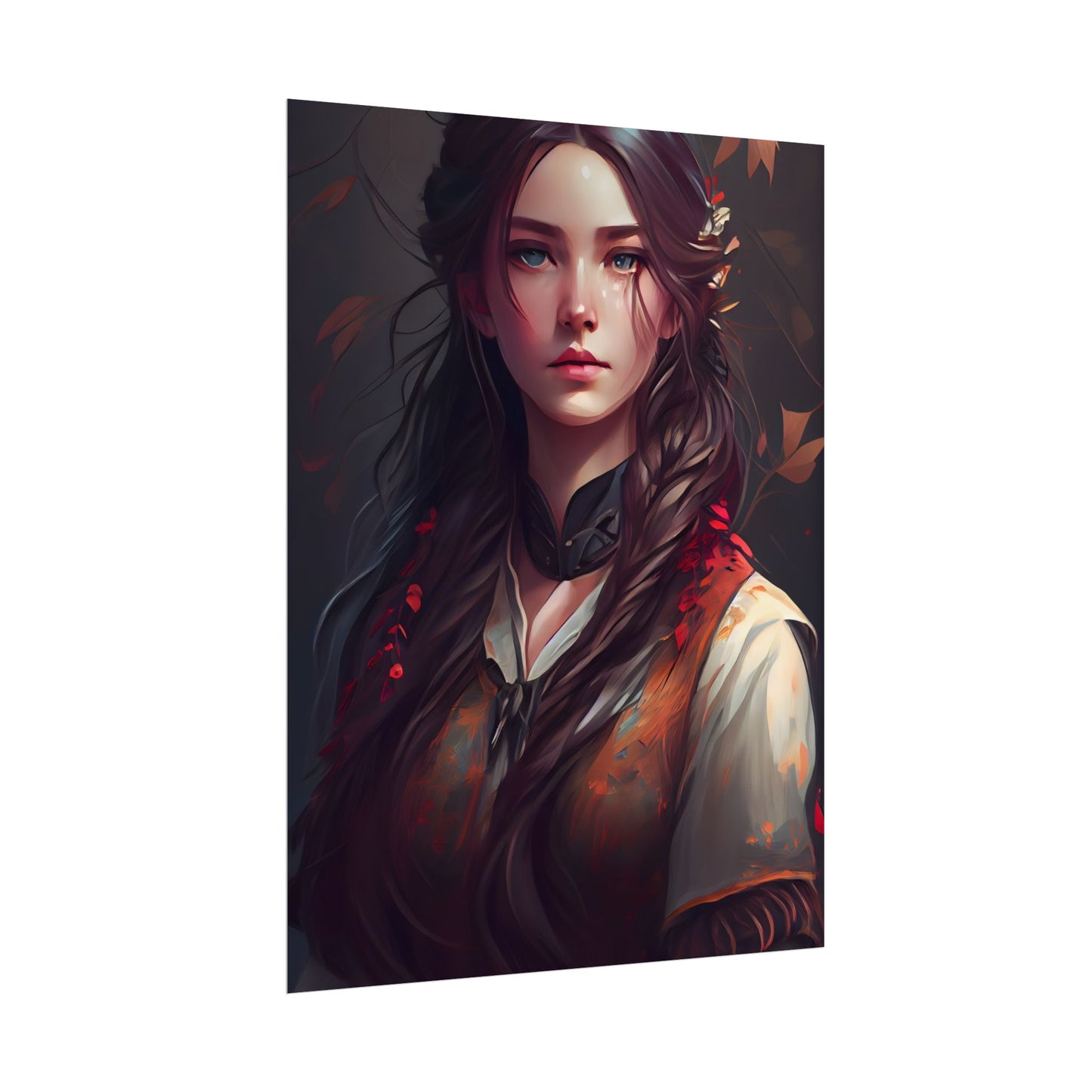 Vibrant Portrait: Brown Hair, Green Eyes Artwork - Poster