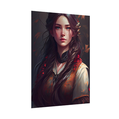 Vibrant Portrait: Brown Hair, Green Eyes Artwork - Poster