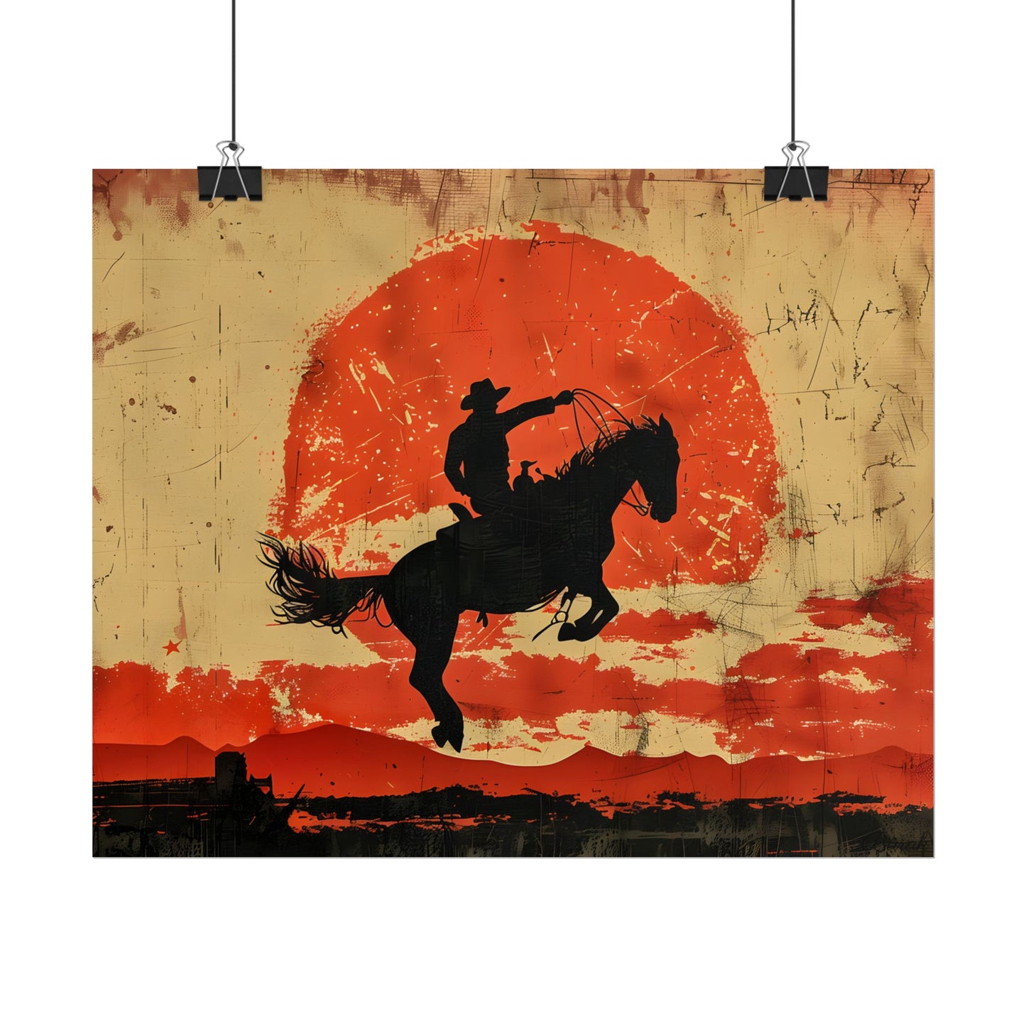 Vintage Rodeo Cowboy: Classic Bucking Bronco Art - Poster