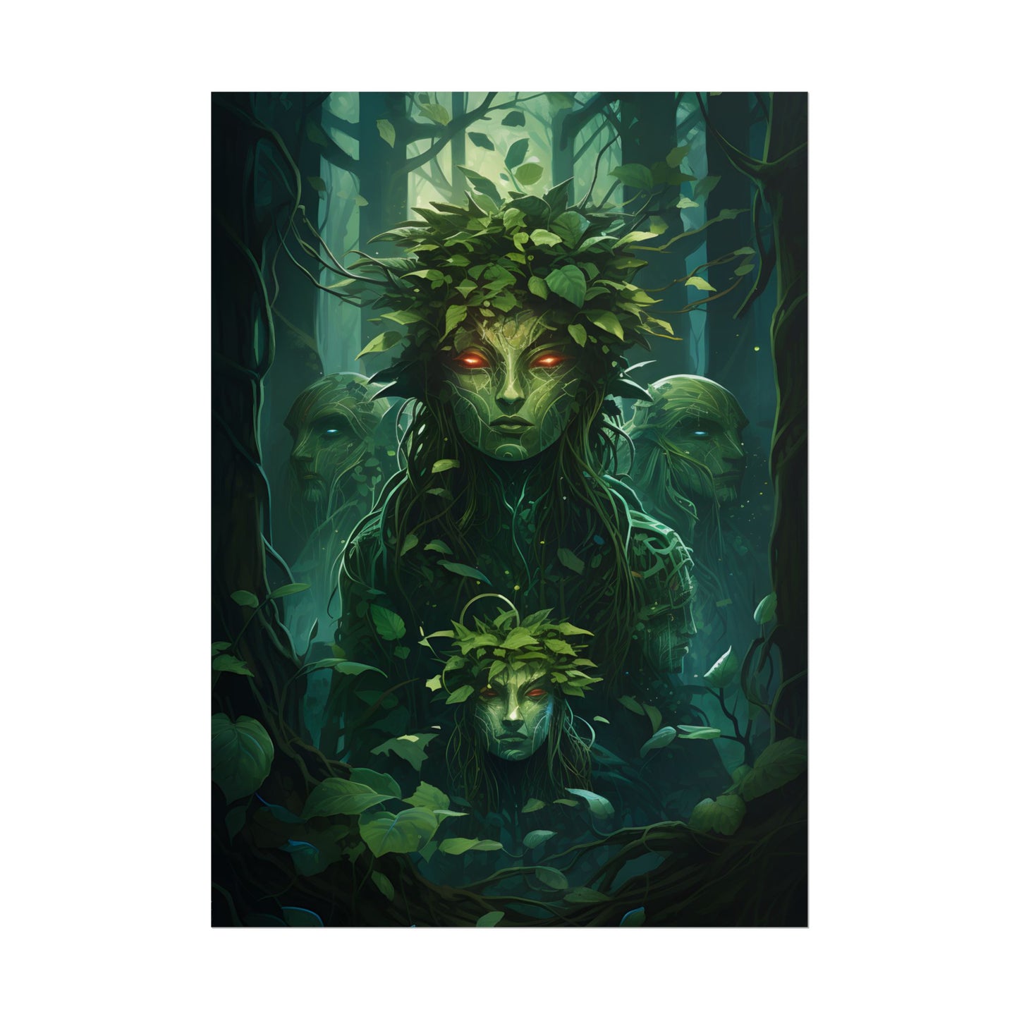 Mystical Forest Guardians: Serene Ancient Tree Spirits - Poster