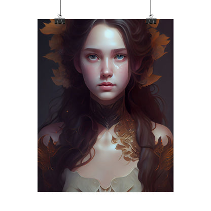 Brown Hair Female Portrait: Artistic Style Digital Art - Poster