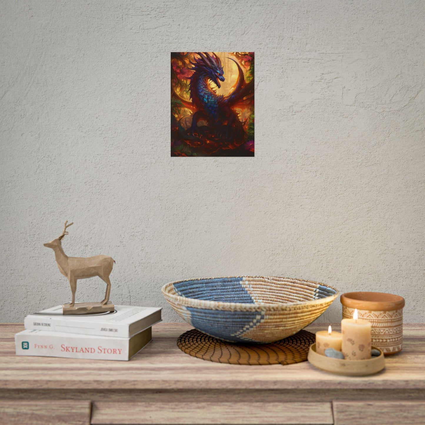 Majestic Dragon Guardian: Fantasy Landscape Art - Poster