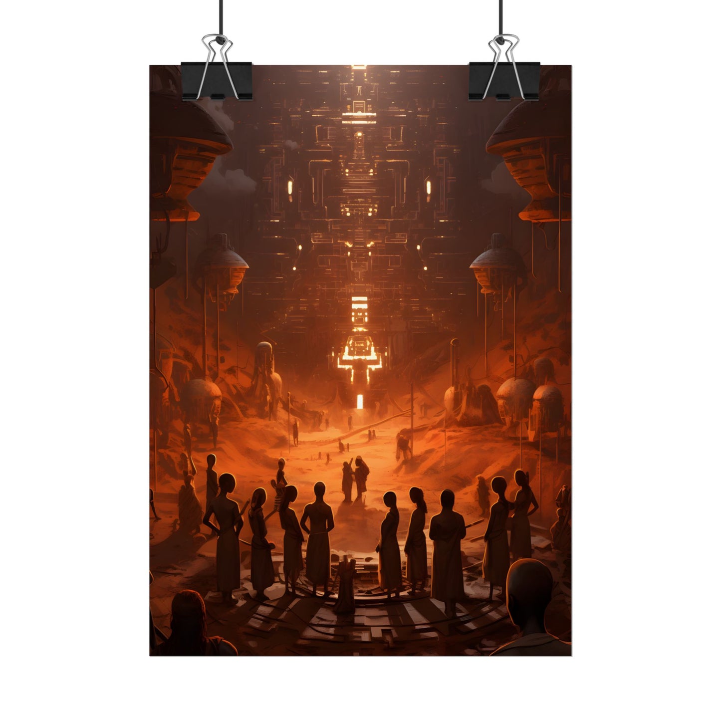 Vibrant Futuristic Tribal Gathering: Digital Art - Poster