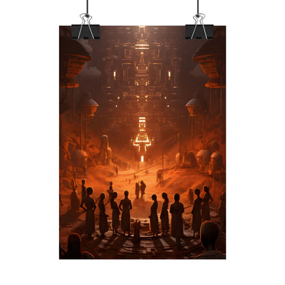 Vibrant Futuristic Tribal Gathering: Digital Art - Poster
