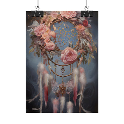 Ethereal Dreamcatcher Realm: Surreal Artwork with Colorful Feathers - Poster
