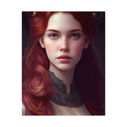 Beautiful Redhead Female Portrait: Classic Timeless Artwork - Poster