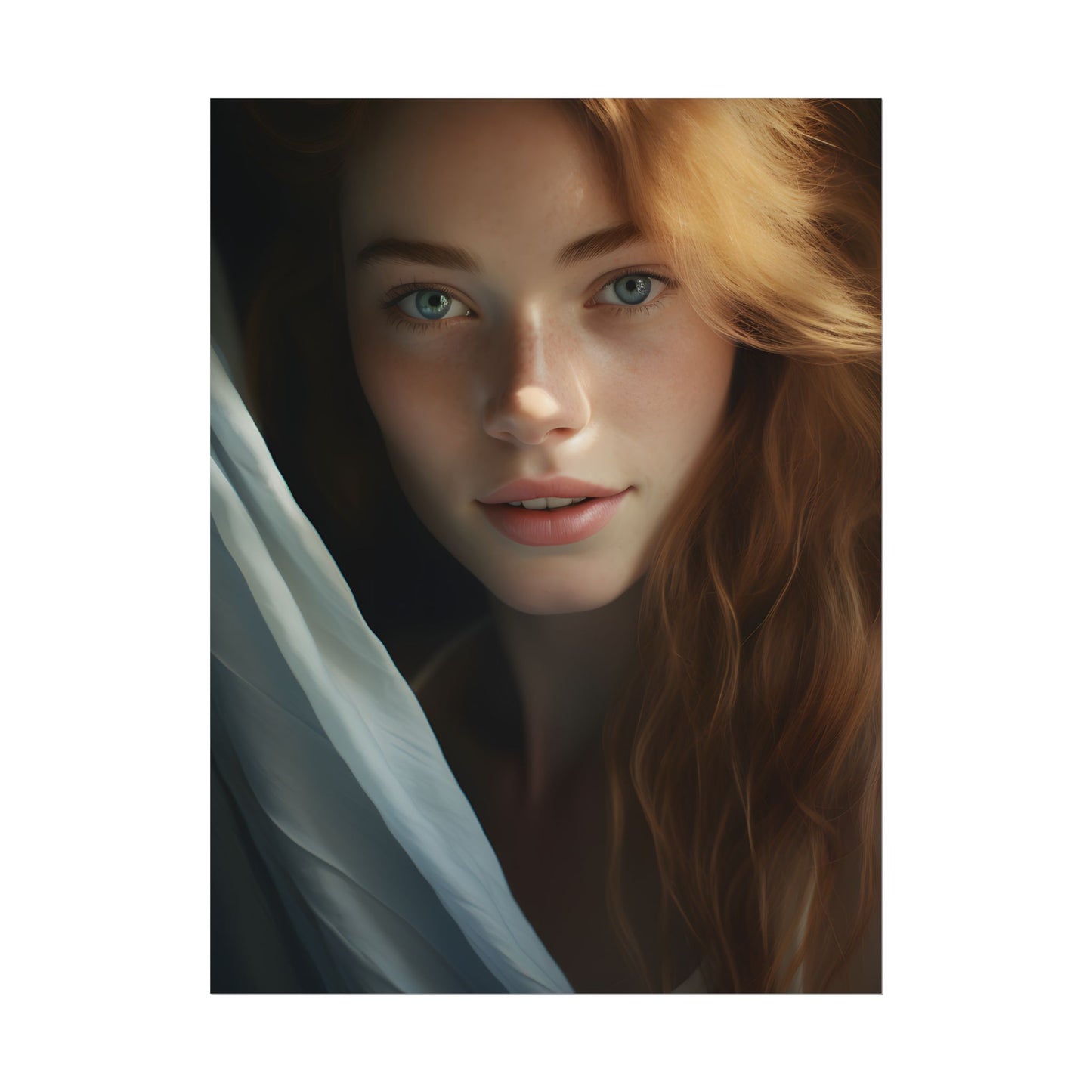 Close-Up Portrait: Bright Smile & Sharp Lips Artwork - Poster
