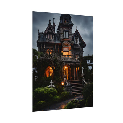 Spooky Victorian Mansion: Atmospheric Haunted Artwork - Poster