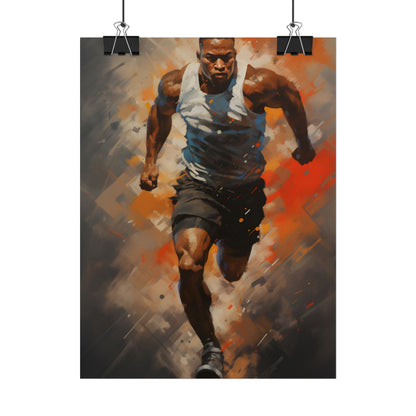 Passionate Athlete in Motion: Dynamic Portrait Artwork - Poster