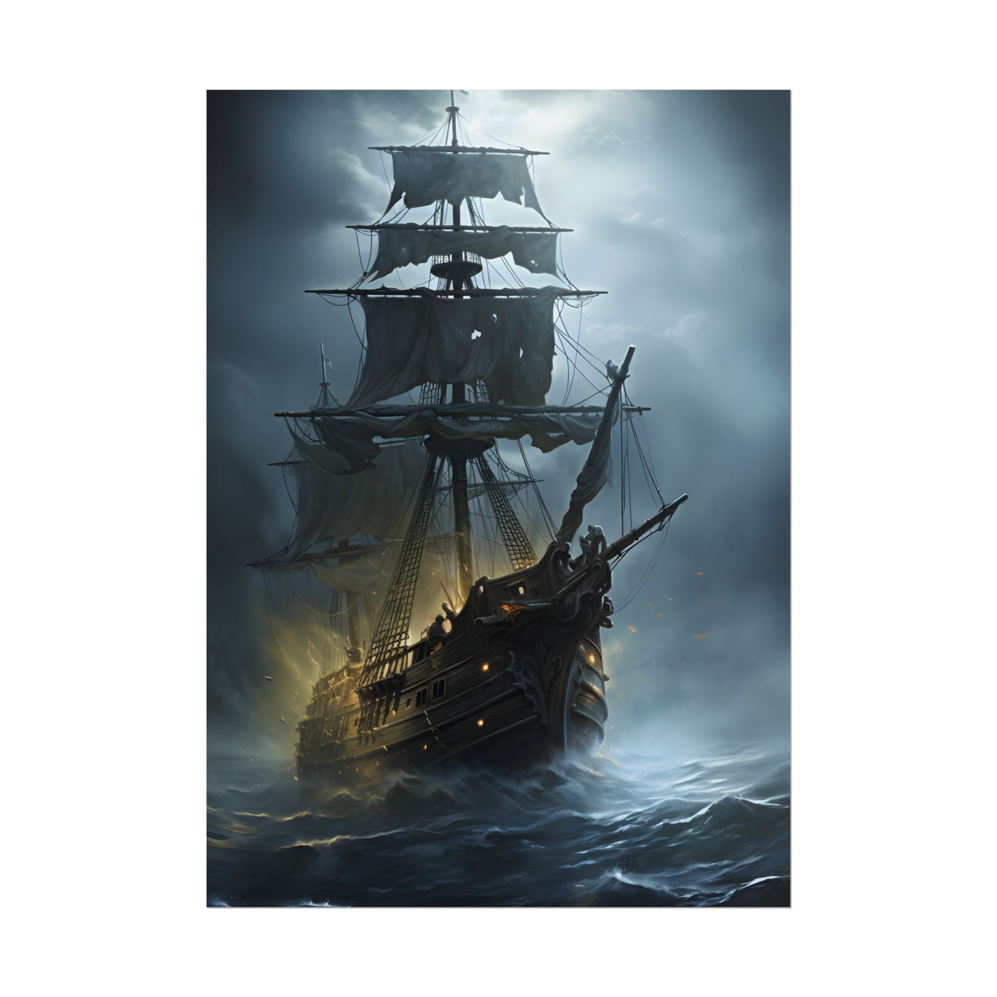 Ghostly Pirate Voyage: Historic Sea Travel Digital Art - Poster