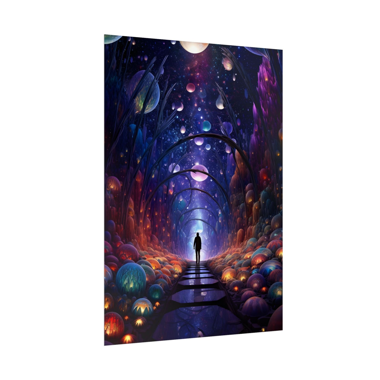 Celestial Art Gallery: Indoor Space with Starry Canvas - Poster