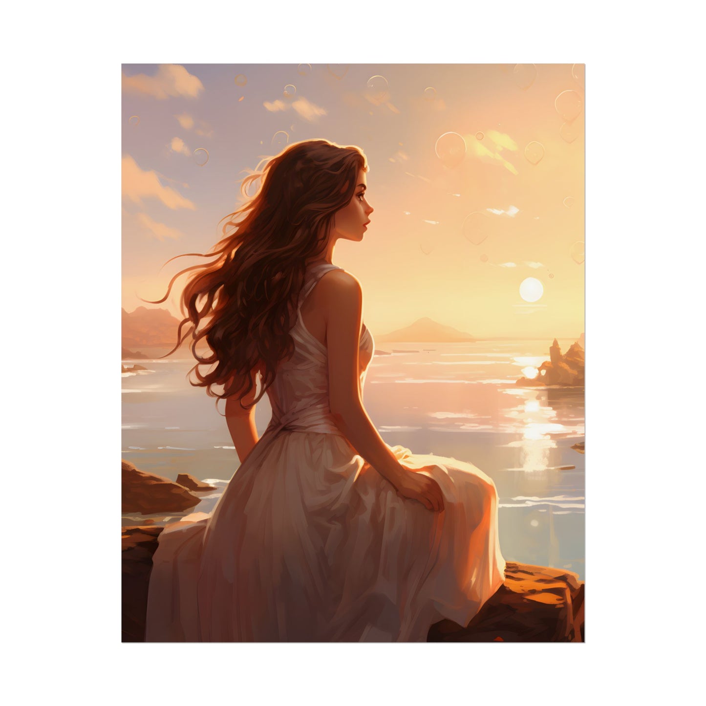 Vibrant Beach Scene: Summer Day with Sun-Kissed Figure - Poster