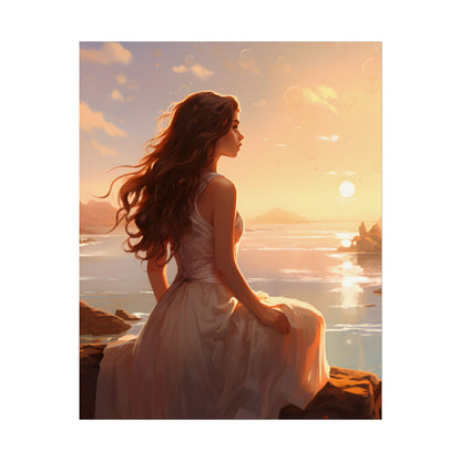 Vibrant Beach Scene: Summer Day with Sun-Kissed Figure - Poster
