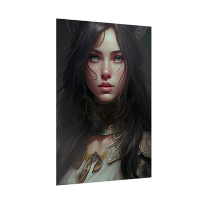 Vibrant Red Portrait: Dynamic Female Artwork - Poster