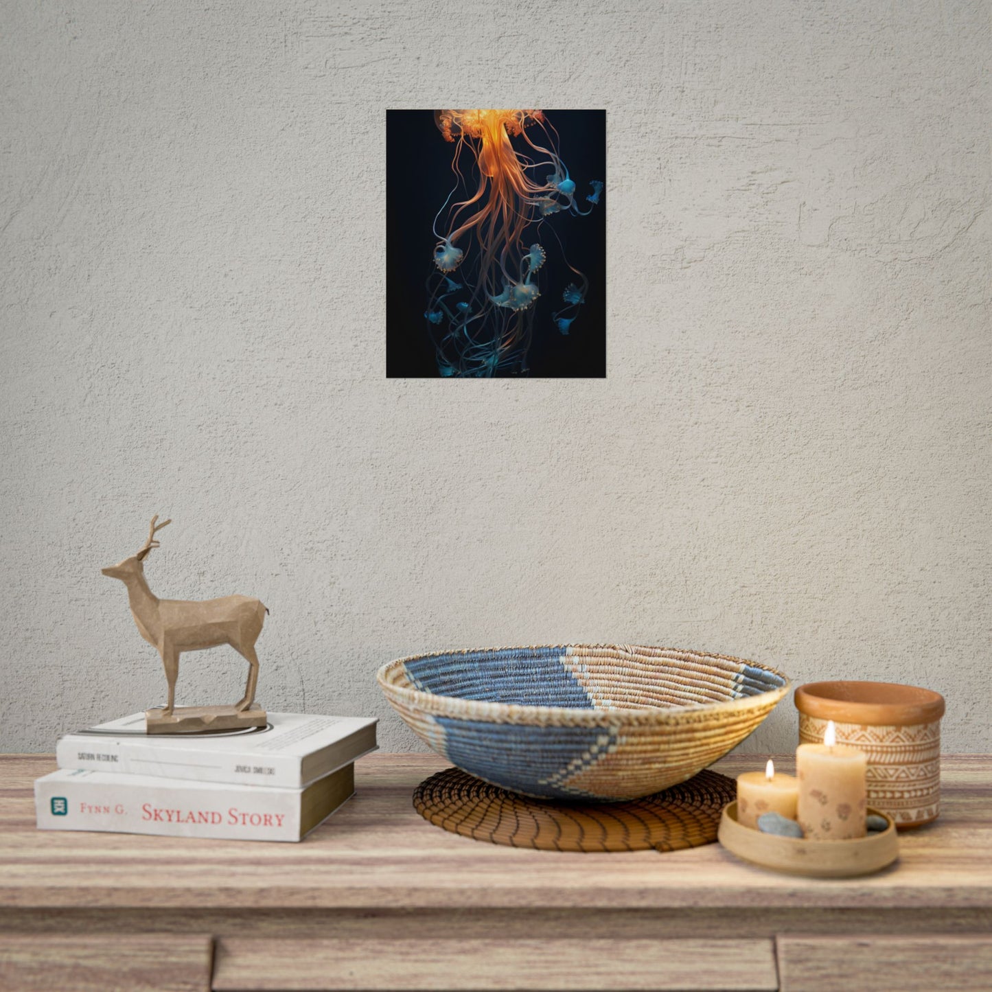 Bioluminescent Oceanic Ballet: Mesmerizing Underwater Scene Artwork - Poster