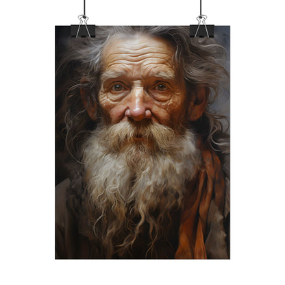 Elderly Wisdom: Realistic Portrait Art - Poster