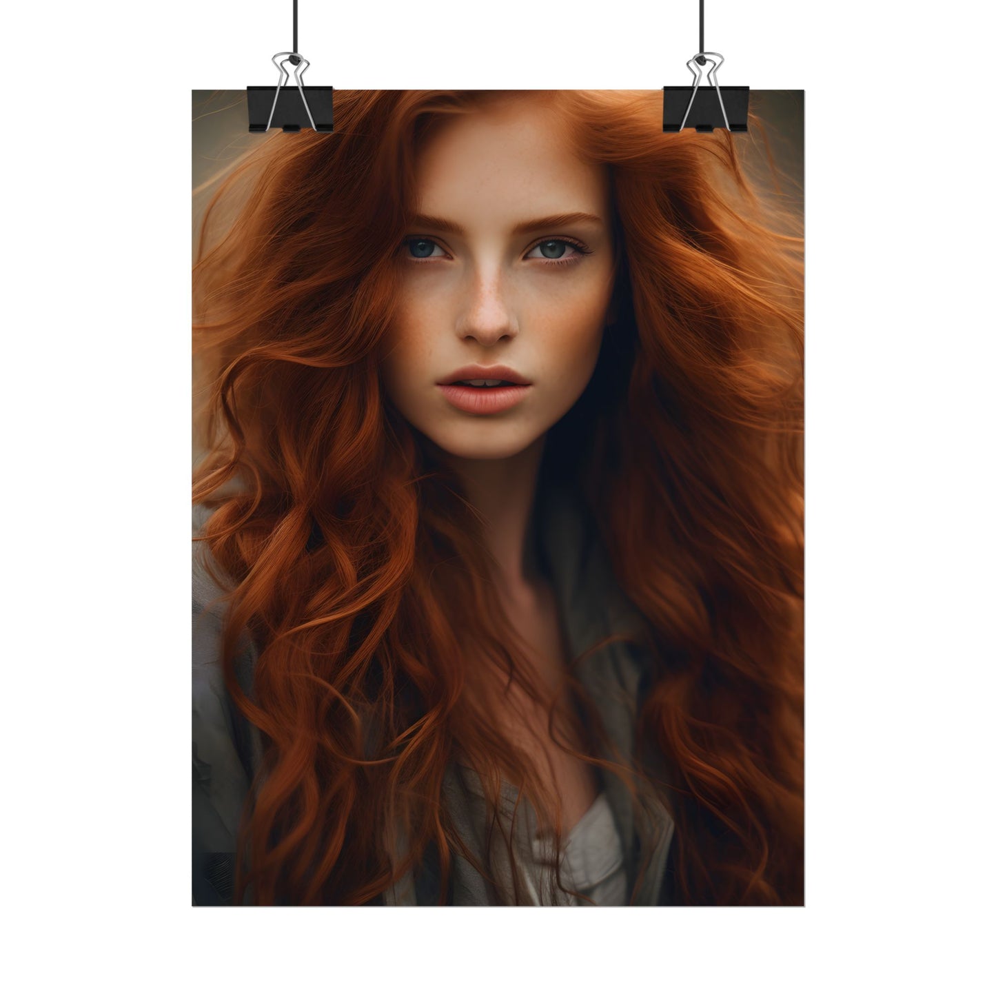 Gorgeous Redhead Woman: Natural Beauty Artwork - Poster