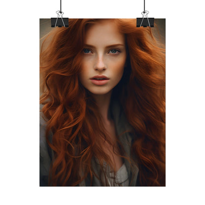 Gorgeous Redhead Woman: Natural Beauty Artwork - Poster
