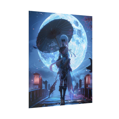 Anime Winter Scene: Girl Holds Umbrella - A Delicate Moment - Poster