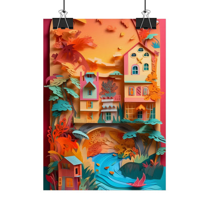 Whimsical Paper Quilling Illusion: Realistic Photograph - Poster