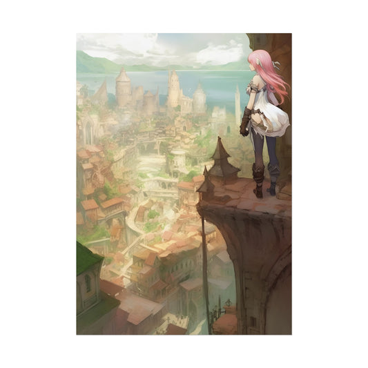 Dramatic Anime Bird's Eye View: Japanese Digital Art - Poster
