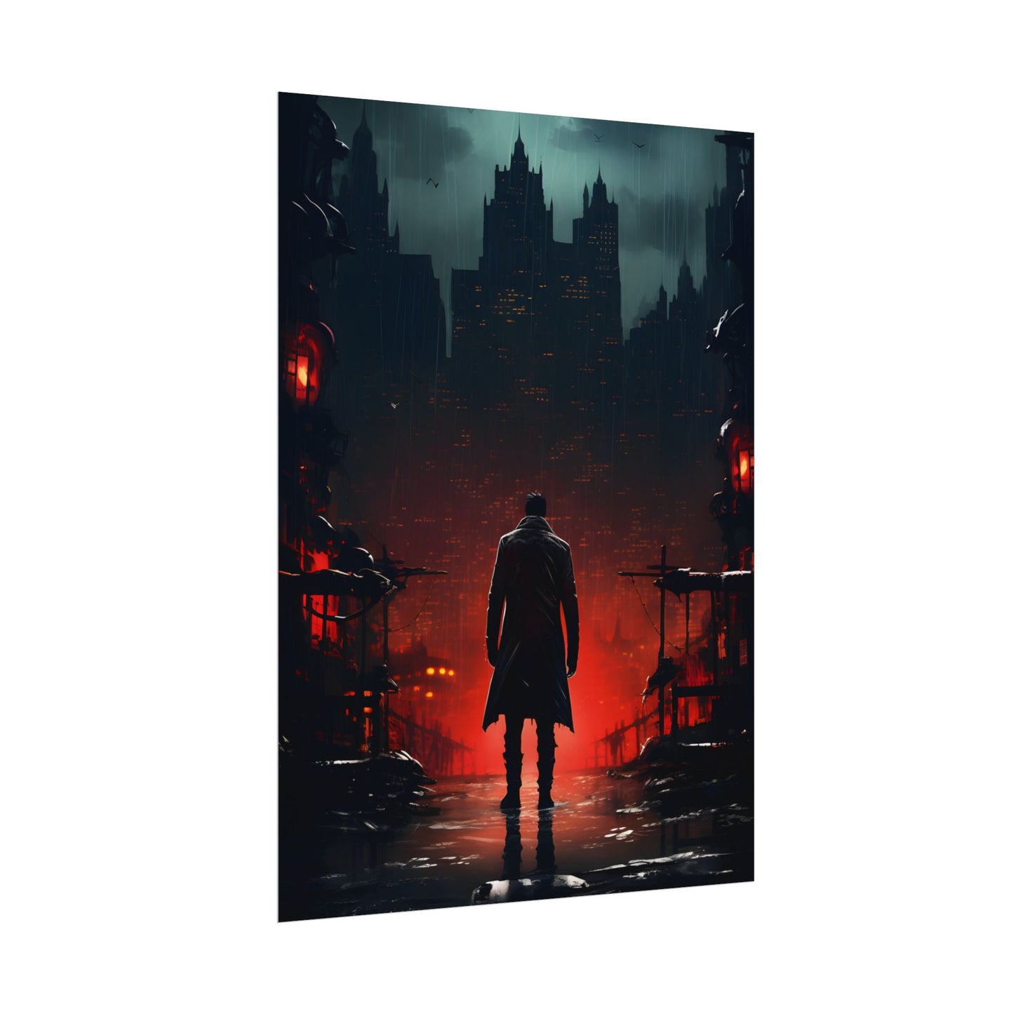 Urban Fantasy Detective: Cityscape at Dusk - Noir Artwork - Poster