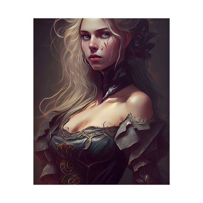 Blonde Female Portrait in a Dress: Stunning Artwork - Poster