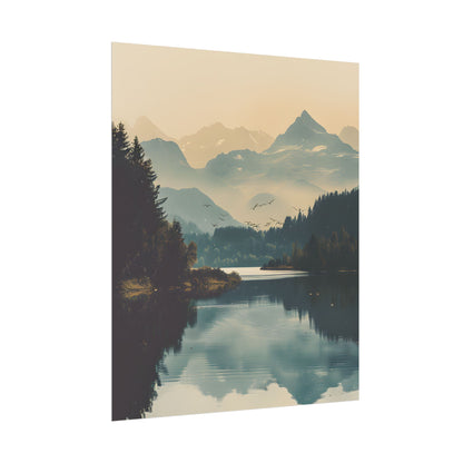 Serene Mountain Lake Aerial: Birds Eye View Artwork - Poster