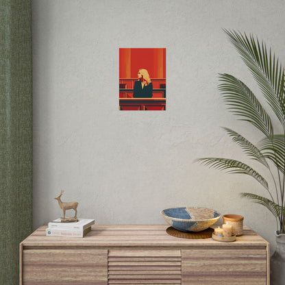 Elegant Woman in White: Modern Art Portrait - Poster