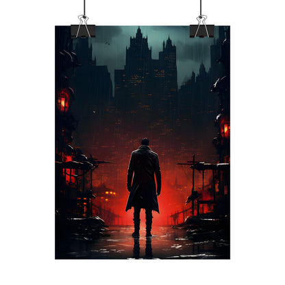 Urban Fantasy Detective: Cityscape at Dusk - Noir Artwork - Poster