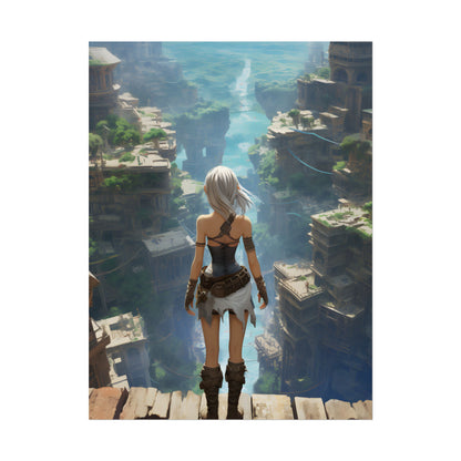 Dramatic Anime Female: Dynamic Birds Eye View Artwork - Poster