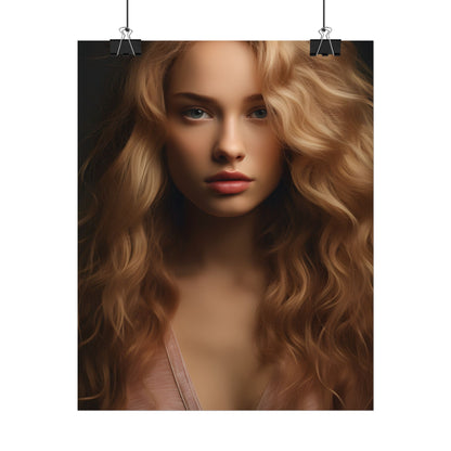 Modern Blonde Woman: Minimalist Style Portrait - Poster