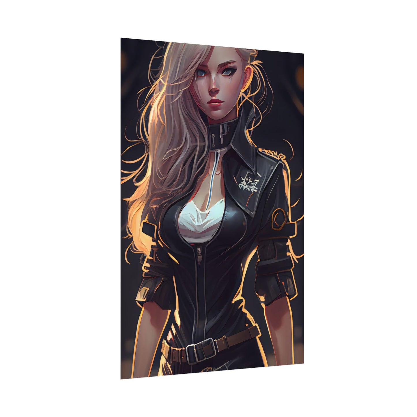 Blonde Female Police Officer: Calm Professional in Hotel Lobby - Poster