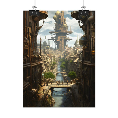 Steampunk Paris 1875: Vintage Cityscape Artwork - Poster