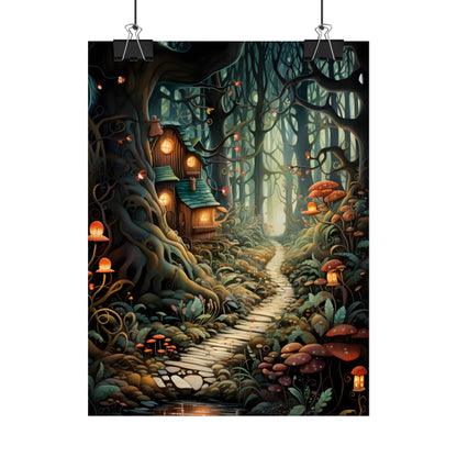 Whimsical Cartoon Forest Scene - Poster