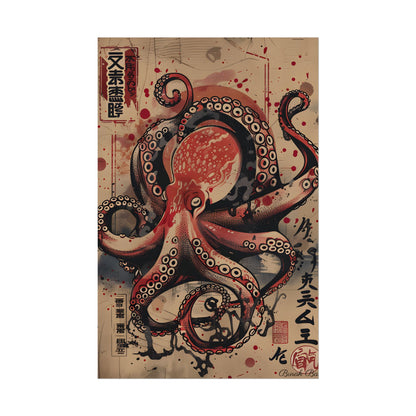 Stylized Octopus in Ukiyo-E Style: Japanese Artwork - Poster