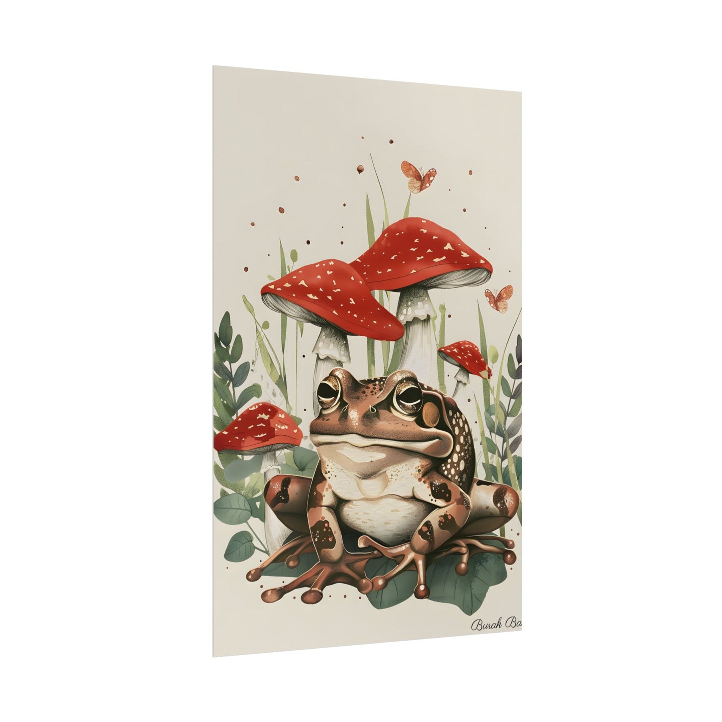 Retro Frog Smile: Colorful Mushroom Friends - Poster