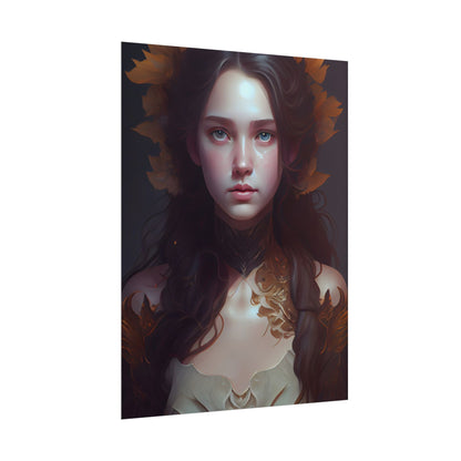 Brown Hair Female Portrait: Artistic Style Digital Art - Poster