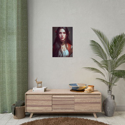 Sophisticated Female Portrait: Brown Hair Artwork in Focus - Poster